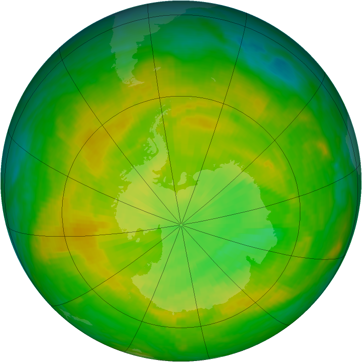 Antarctic ozone map for 23 November 1988